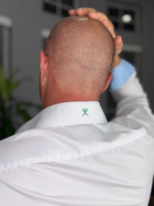 IMG-20250917-WA0018 TAH Modern Fit White Dress Shirt 15 x 32 — Single Yoke with Light Blue Sleeve Lining